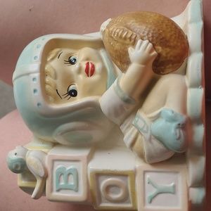 VINTAGE RUBENS BABY PLANTER BOY FOOTBALL PLAYER 593 JAPAN